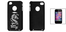 Zwarte backcase van hard kunststof met witte draak voor iPhone 4